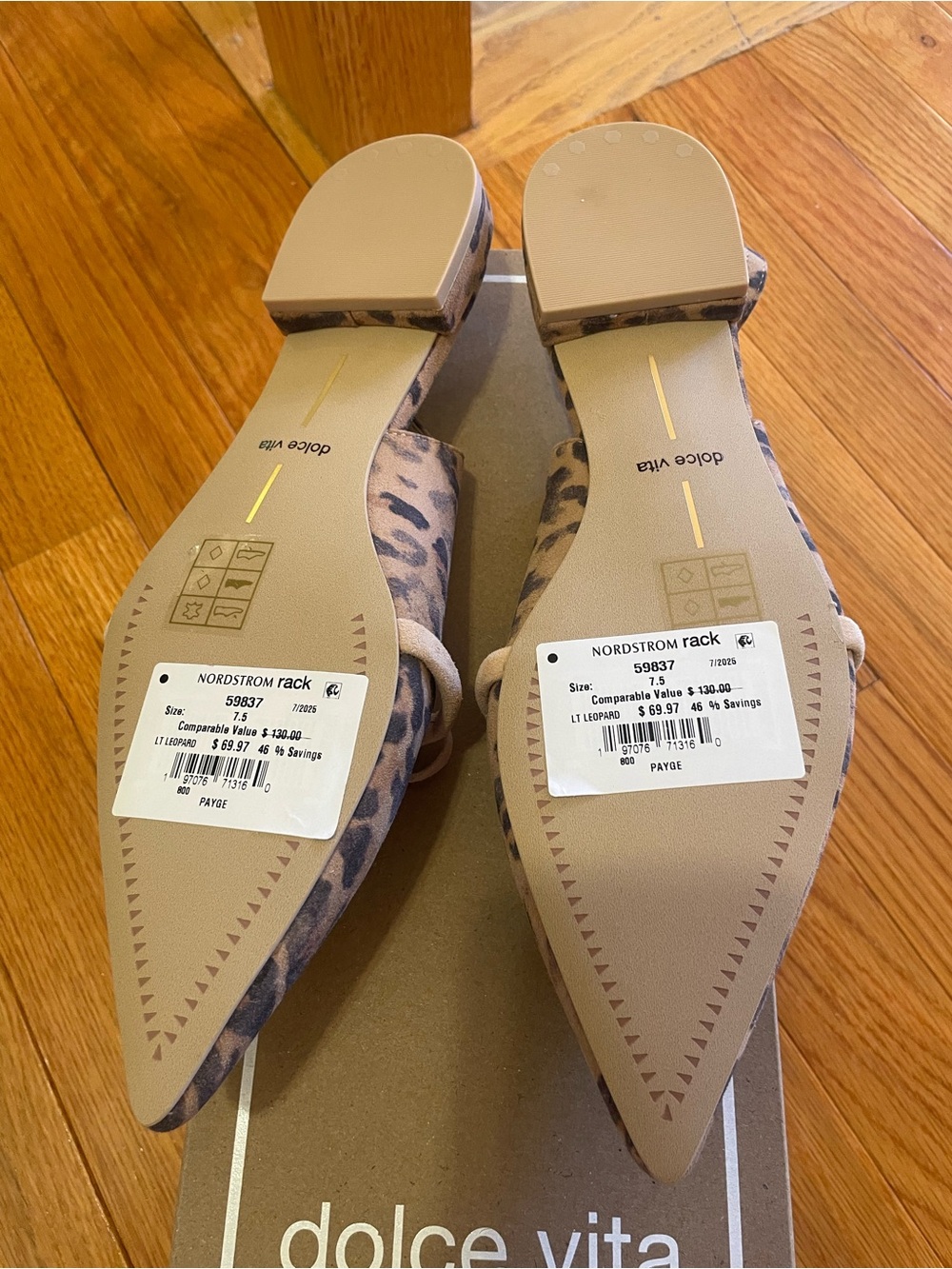 Dolce Vita Leopard Print Pointed Toe Slingback Flats - Tan/Black NWT 7.5 - Picture 4 of 4